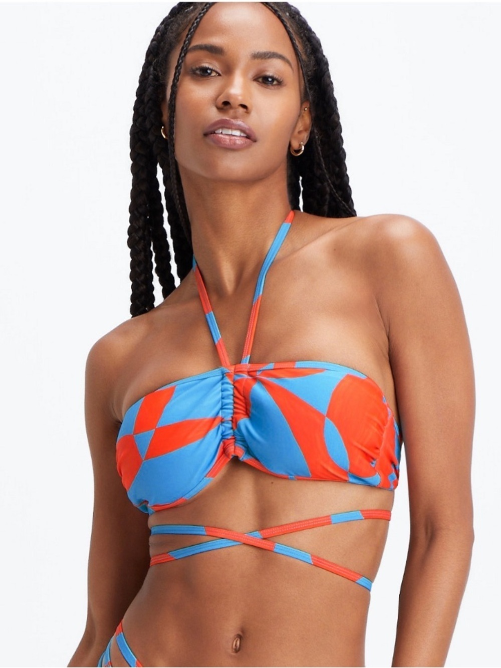 🆕 Fabletics Wrap-Around Bandeau Bikini Top in Floral Geo Size Medium